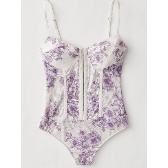 FREE PEOPLE Night Rhythm Printed Bodysuit / Ivory Combo - Picture 4 of 5